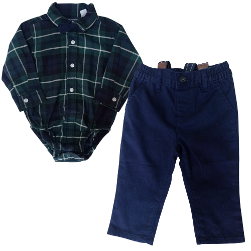 Baby Boys Plaid Oxford Outfit Set