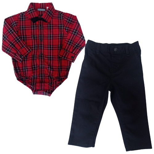 Baby Boys Matching Family Tartan poplin 2Piece