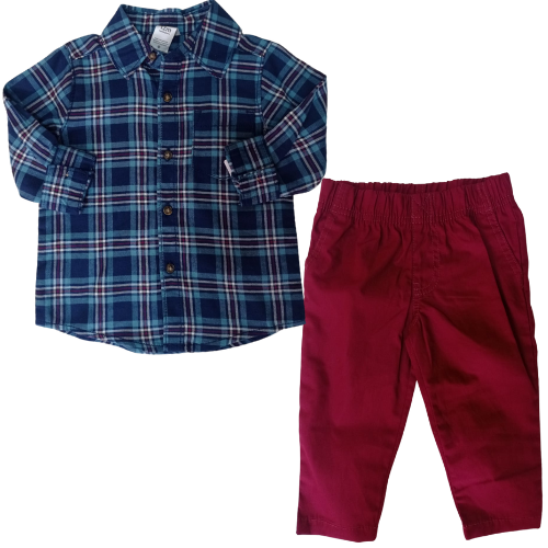 Conjunto 2pcs Camisa + pantalón vino